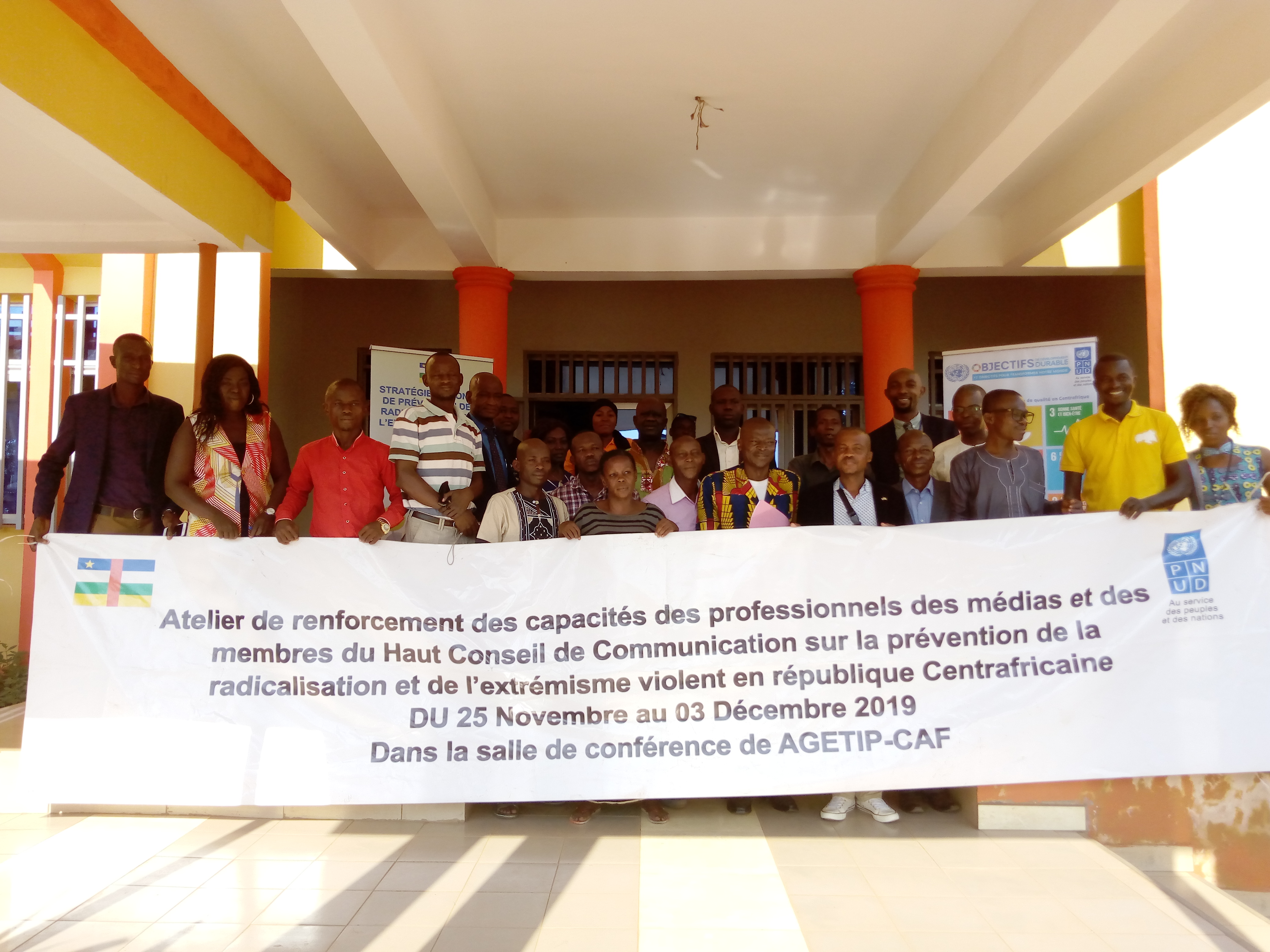 Les professionnels des médias le 03 Décembre 2019 à AGETIP-CAF à Bangui.