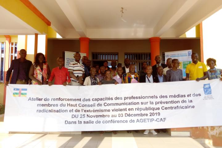 Les professionnels des médias le 03 Décembre 2019 à AGETIP-CAF à Bangui.
