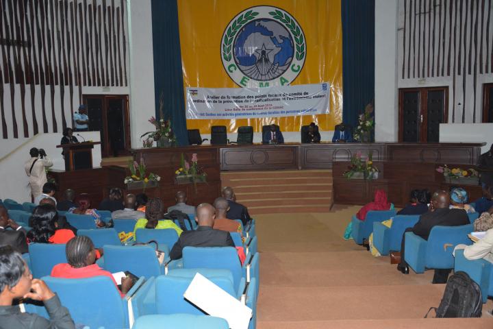 Cérémonie de lancement de la séance de renforcement de capacités des points focaux membres du comité de coordination de la SNPREV dans la salle de conférence de la CEMAC à Bangui